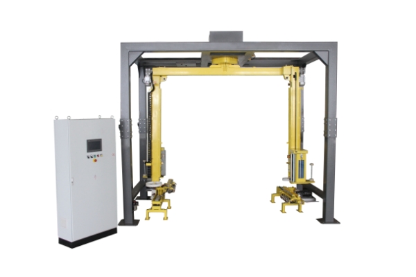 Rocker arm cover film on line wrapping machine